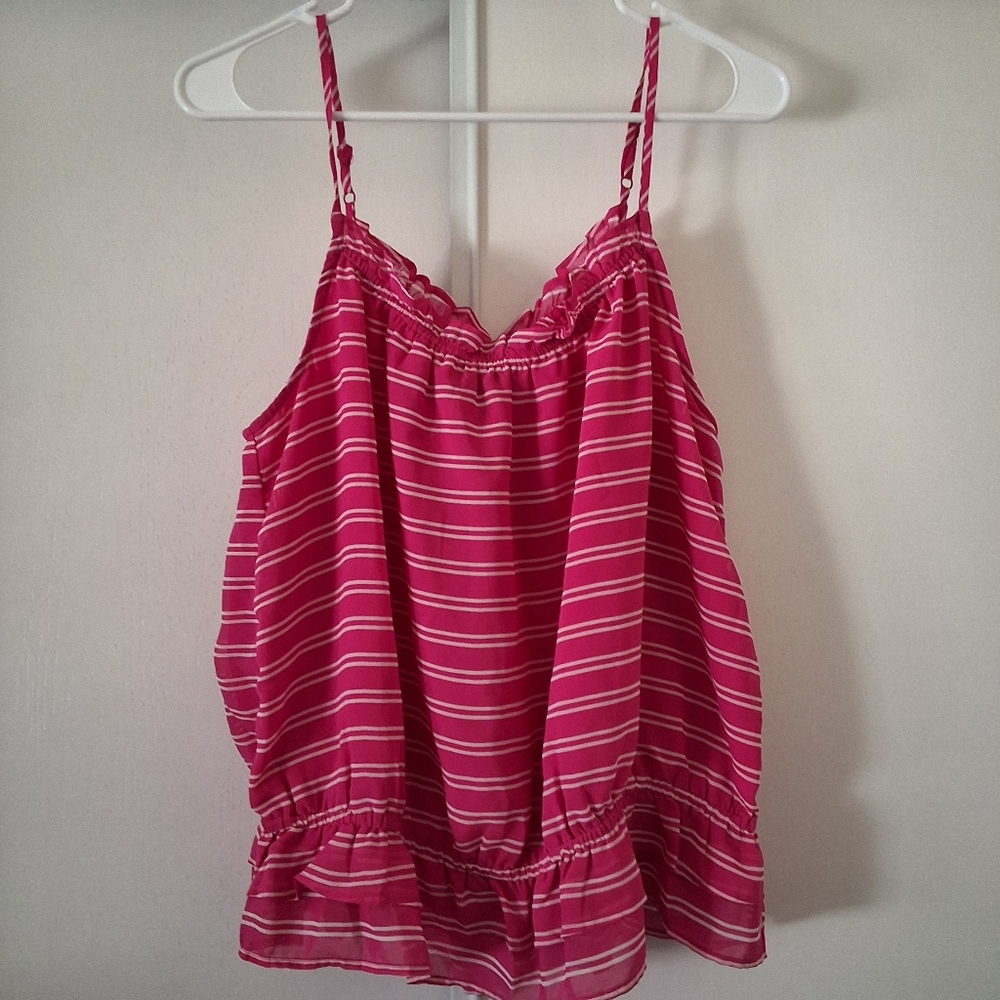 Banana Republic Ruffle Tank Top Pink Ajustable Straps Size M